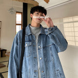 Wiaofellas Grey Blue Black Denim Jacket Men Fashion Retro Pocket Denim Jackets Mens Streetwear Hip-hop Loose Bomber Jacket Men Oversized