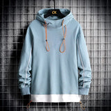 Wiaofellas Mens Fashion Colorblock Hoodie Spring Autumn Teenager Cotton Half Turtleneck Long Sleeve Versatile Sweatshirt Streetwear Men