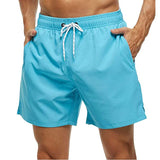 Wiaofellas Fashion Beach Shorts Elastic Closure Men's Swim Trunks Quick Dry Beach Shorts With Zipper Pockets