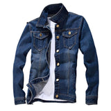 Wiaofellas Teens Denim Jacket Pockets Autumn Winter Dressing Turndown Collar Buttons Jacket Single Breasted Men Jeans Coat  for Working