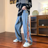 Wiaofellas Improve New Men's Jeans Baggy Pants Fashion Patchwork Wide Leg Denim Joggers Men Hip Hop Streetwear Straight Jean Trousers