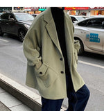 Wiaofellas Men's Trench Coat Mid-length Woolen Autumn and Winter Thickened Loose Top Trend All-match Super Large Coat
