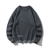 Wiaofellas Mens Fashion Cashew Flower Colorblock Fake Two Piece Crew Neck Sweatshirt Spring Autumn Patchwork Long Sleeve Tracksuit Men