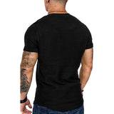 Wiaofellas Men's Sports T-shirt Slim Fit O-neck Short Sleeve Muscle Fitness Casual Hip Hop Top Summer Fashion Basic Solid Crew T-shirt