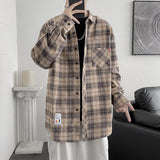 Wiaofellas Spring New Oversize Retro Plaid Blouses Male High Quality Long Sleeve Cotton Plaid Shirts Hip Hop Flannel Checked Shirts Men