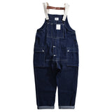 Wiaofellas Men's Workwear Jeans Jumpsuit Loose Cusual Tide Chic Sleelvess Sling Overalls Vintage High Street Tide Denim Pants 9Y7826