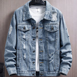Wiaofellas Denim Jacket Mens Hooded Slim Fit Casual Streetwear Jean Jackets Long Sleeve Trendy Outerwear Autumn Winter Jacket Coat for Men