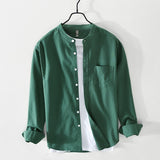 Wiaofellas Brand men's Japanese retro cotton high-quality shirts spring and autumn trend all-match solid color long-sleeved work shirts
