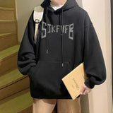 Wiaofellas  Autumn And Winter Thickened Oversize American High Street Coat Chunky Hooded Hoodie For Men, Black, White M-5XL