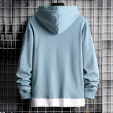 Wiaofellas Mens Fashion Colorblock Hoodie Spring Autumn Teenager Cotton Half Turtleneck Long Sleeve Versatile Sweatshirt Streetwear Men