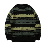 Wiaofellas 2023 Spring Oversized Streetwear Pullover Men's Clothes New Hip Hop Punk Knitwear Sweater Vintage Jumper Striped Sweater Men