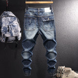 Wiaofellas Streetwear Fashion Ripped Jeans Men Retro Blue Loose Fit Casual Denim Cargo Pants Hombre Hip Hop Joggers Men Wide Leg Trousers