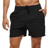 Wiaofellas Fashion Beach Shorts Elastic Closure Men's Swim Trunks Quick Dry Beach Shorts With Zipper Pockets