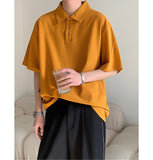 Wiaofellas Summer Short-sleeved T-shirt Men Fashion Casual Oversized T Shirt Men Streetwear Korean Loose Lapel Tshirt Mens Polo Shirt M-2XL