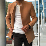 Wiaofellas New casual men's suit trend versatile texture solid color slim fitting woolen coat