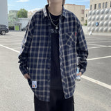 Wiaofellas Harajuku Plaid Shirt Men Hip Hop Flannel Checked Over Size Shirt High Quality Spring New Oversize Streetwear Green Retro Blouses