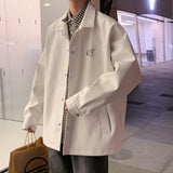 Wiaofellas PU Leather Jacket for Teens Men Japanese Wild Streetwear Spring High-quality Male Oversized Vintage Synthetic Leather Coat