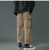 Wiaofellas Japanese Straight Work Pants Men's Spring and Summer Casual New Trend Ins Multi Pocket Cargo Pants Youth Fashion Wide Leg Pants