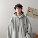 Wiaofellas Spring Autumn City Boy Hoodie Men's Casual Vintage Tide Brand Loose Hoodie Top Black Navy Blue Green Gray