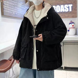 Wiaofellas-Winter Men's Thicken Lamb Parkas Fashion Trend Cotton-padded Clothes Loose Handsome Hooded Snow Jackets Keep Warm Coats