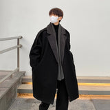 Wiaofellas Winter Men's Thicken Lamb Woolen Blends Splicing Color Woolen Coat Fashion Trend Parkas Keep Warm Lapel Collar Snow Jackets