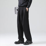 Wiaofellas Spring Summer Men's Oversize Suit Pants Japan Style Casual Work Long Loose Solid Trousers Elastic Waist Wide Leg Bottoms Man