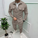 Wiaofellas Casual Solid Suede Jackets Tops & Long Pants Sets Long Sleeve Fall Male Set Men's Clothing Fashion Sweatpants Tracksuit
