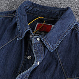 Wiaofellas Denim Shirt Men Cotton Jeans Shirt American Retro Washed Fashion Pocket Slim Long Sleeve Cowboy Shirt Stylish Slim Tops Shirts