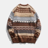 Wiaofellas Spring and Autumn New Men's Round Neck Japanese Lazy Retro Style Striped Loose Casual Knitted Sweaters Women Pullover