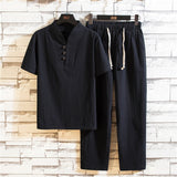 Wiaofellas Retro Chinese Style Zen Tea Shirts Pants Kung Fu Uniform  Medieval Viking Fashion Casual T-shirt Trousers Tang Suit Men Sets
