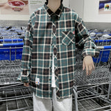 Wiaofellas Spring New Oversize Retro Plaid Blouses Male High Quality Long Sleeve Cotton Plaid Shirts Hip Hop Flannel Checked Shirts Men