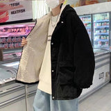Wiaofellas-Winter Men's Thicken Lamb Parkas Fashion Trend Cotton-padded Clothes Loose Handsome Hooded Snow Jackets Keep Warm Coats