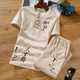 Wiaofellas Retro Chinese Style Zen Tea Shirts Pants Kung Fu Uniform  Medieval Viking Fashion Casual T-shirt Trousers Tang Suit Men Sets