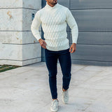 Wiaofellas Harajuku Sweaters Solid Color V Neck Sweater Men Autumn/Winter All-match Long Sleeve Pullover Korean Fashion Knitted Sweater