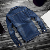 Wiaofellas Teens Denim Jacket Pockets Autumn Winter Dressing Turndown Collar Buttons Jacket Single Breasted Men Jeans Coat  for Working