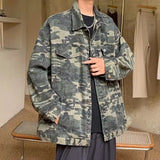 Wiaofellas High Street Vibe Camouflage Denim Jacket Men's Spring American Retro Cargo Coat Personality Loose Hip-hop Bombed Jeans Outwear