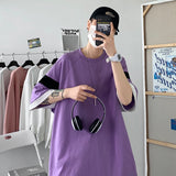 Wiaofellas Summer Cotton Short-sleeved T-shirt Men Fashion Casual Oversized T Shirt Men Streetwear Hip-hop Loose Pullover O-neck Tshirt Men