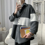 Wiaofellas Spring Autumn New Men's Korean Version Trend Color Matching Knitted Jacket Men's Trendy Casual Loose Jacket