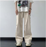 Wiaofellas 2023 Men's Streetwear Hip Hop Style Casual Pants Loose Large Pocket Decoration Oversized Sweatpants 3 Color Trousers  M-4XL