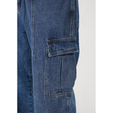 Wiaofellas Four Seasons Men's Retro Loose Relaxed Casual Pants Fashion Trend Loose Trousers Workwear Streetwear Blue Color Jeans