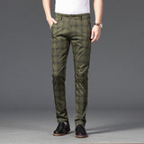 Wiaofellas Brand Men's Stripe Plaid Casual Pants Male Plaid Stretch Slim Business Straight Pants Fashion Trend Men's Pants Cotton Trousers