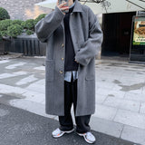 Wiaofellas Winter Thickened Woolen Coat Men Warm Fashion Oversized Long Woolen Coat Men Korean Loose Thick Woolen Trench Coat Mens Overcoat