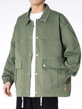 Wiaofellas New Multi-Pockets Spring Men's Jackets Plus Size Fashion Turn-Down Collar Loose Casual Windbreaker Cargo Coat 8XL 9XL