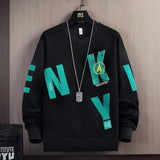 Wiaofellas White, Black, Green, Crewneck Hoodie Men's Spring New Loose Hoodless Long Sleeves