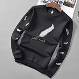 Wiaofellas Black White Mens Hoodies Pullover Crewneck Sweatshirts Vintage Aesthetic Spring Autumn Polyester Hoddies Clothes For Teenagers