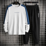 Wiaofellas Autumn Men Casual Sports Set Round Neck Tracksuit Fashion Sweatshirt and Sweatpants 2 Piece Sets Male Sportswear Outfit Set