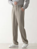 Wiaofellas Spring Autumn Casual Pants Men Korean Fashion Stretched Polyester Loose Draped Slacks Straight Trousers Male Semi-Wide Suit Pant