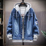 Wiaofellas Denim Jacket Mens Hooded Slim Fit Casual Streetwear Jean Jackets Long Sleeve Trendy Outerwear Autumn Winter Jacket Coat for Men