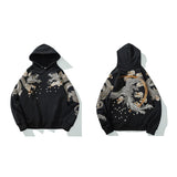 Wiaofellas Link Men's Hip Hop Hoodies Chinese Dragon Embroidery Sweatshirt Harajuku Hooded Pullover High Street