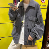Wiaofellas Men's New Solid Corduroy Jacket Temperament Commuter Retro Casual Loose Street Top Coat